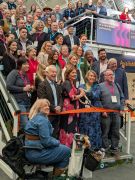 The ribbon cutting by HTA's Fran Barnes and GIMA's Vicky Nuttall